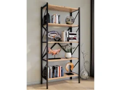 VCM Wood Metal Storage Stand Shelf Bookshelf Decoração Livros Stand Shelf Insasi 5 (Honey Oak)