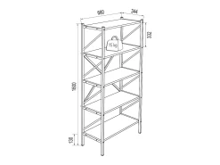 VCM Wood Metal Storage Stand Shelf Bookshelf Decoração Livros Stand Shelf Insasi 5 (Honey Oak)