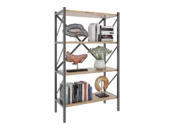 VCM Wood Metal Storage Stand Shelf Bookshelf Decoração Livros Stand Shelf Insasi 4 (Honey Oak)