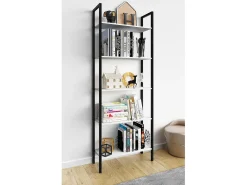 VCM Wood Metal Storage Stand Prateleira Estante Decoração Livros Stand Shelf Flakos 5 (Branco)