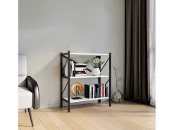 VCM Wood Metal Storage Stand Prateleira Estante Decoração Livros Stand Shelf Insasi 2 (Branco)