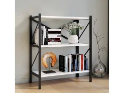 VCM Wood Metal Storage Stand Prateleira Estante Decoração Livros Stand Shelf Insasi 2 (Branco)