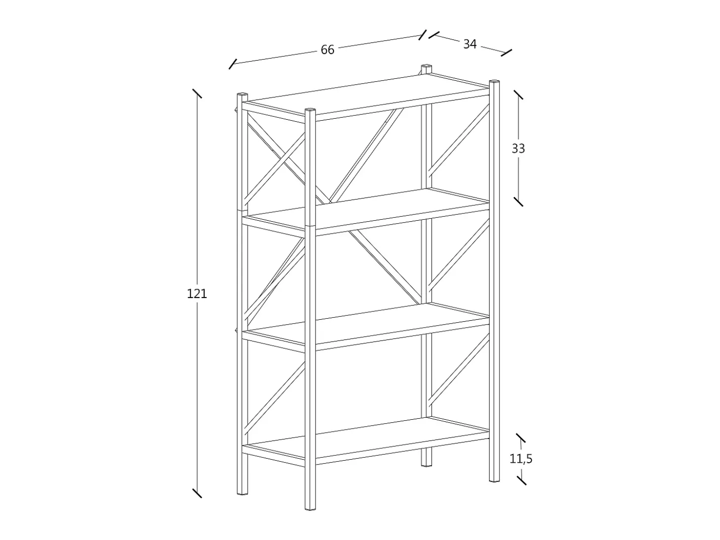 VCM Wood Metal Storage Stand Prateleira Estante Decoração Livros Stand Shelf Insasi 4 (Branco)