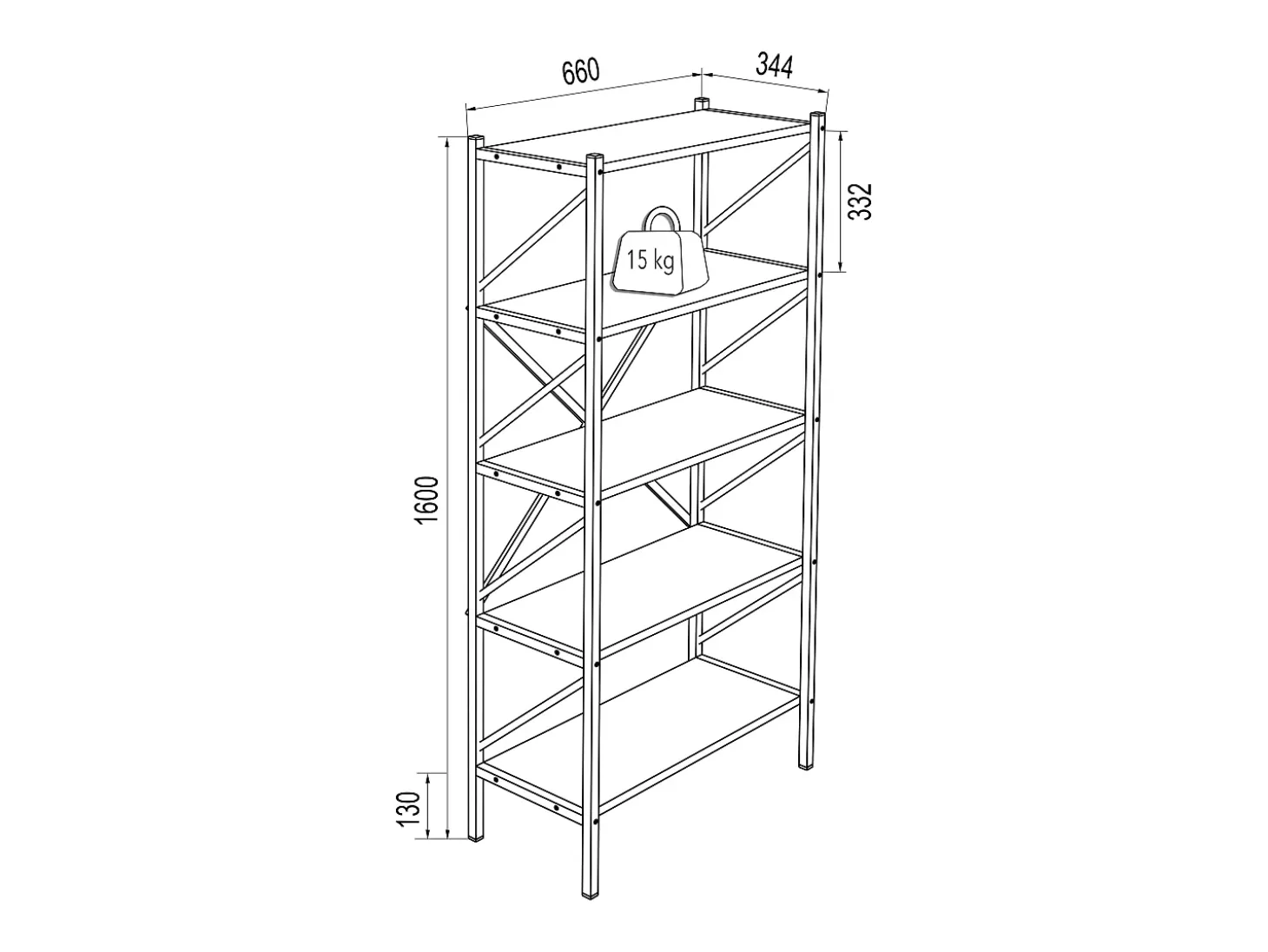 VCM Wood Metal Storage Stand Shelf Bookshelf Decoração Livros Stand Shelf Insasi 5 (Anthracite)