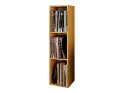 VCM Wood Records Shelf | Stand Shelf com 3 compartimentos para 100 Registros | Dimensões: A. 107 x L. 34 x P. 30 cm - Platto (Beech)
