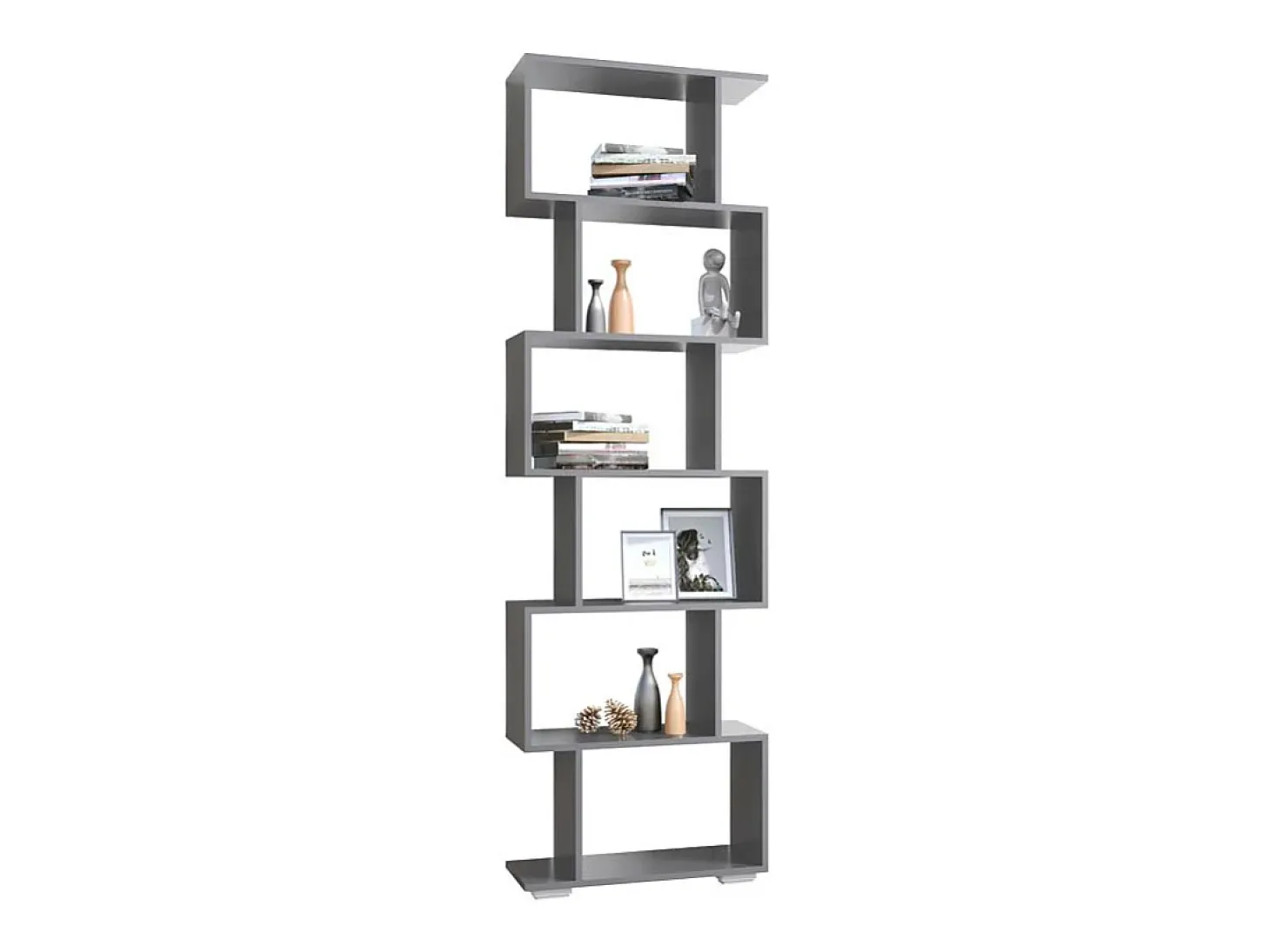 VCM Wood Room Divider Stand Shelf Bookshelf Decoração Livros 6 compartimentos Stand Shelf Palusa L (Anthracite)