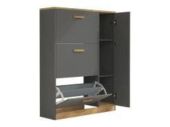 VCM Wood Shelf Kipper Sapato Sapato Sapato Sapato Tipper 3 Flaps 1 Turning Door Halom L (Anthracite)