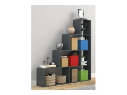 VCM Wood Stand Stair Shelf Stepped Shelf Shelf Room Divider Bookshelf Dubila L (Anthracite)