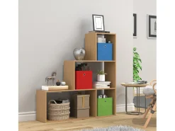 VCM Wood Stand Stair Shelf Stepped Shelf Shelf Room Divider Bookshelf Dubila M (Beech)