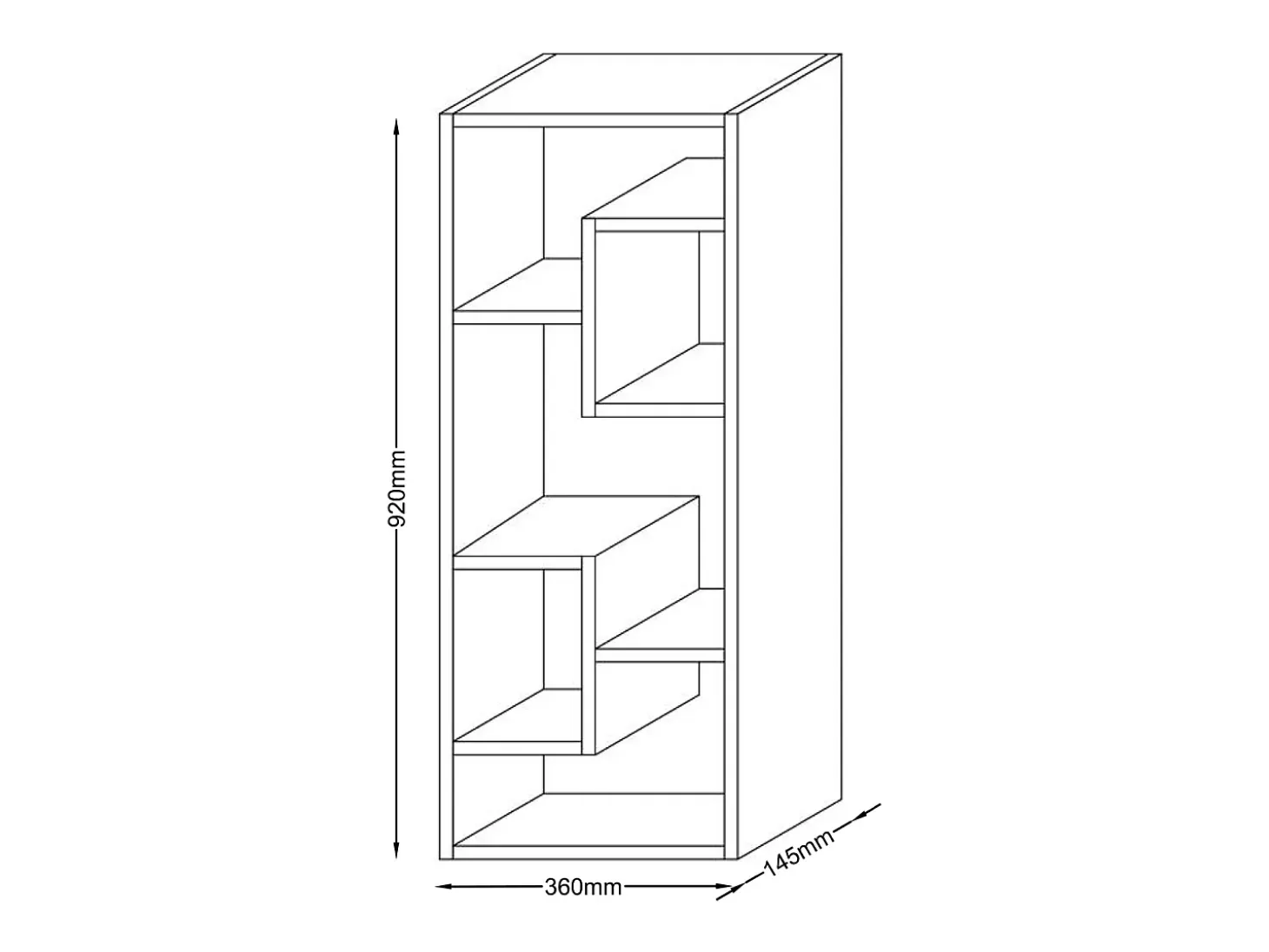 VCM Wood Storage | Bookcase | Dimensões A. 92 x L. 36 x P. 15 cm | Prateleira de mídia | divisória de quarto chique | Prateleira de suporte - Vilo (Branco)