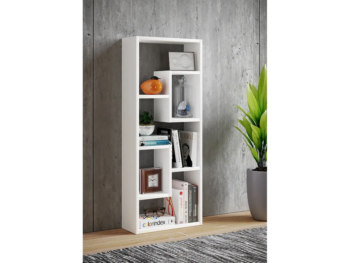 VCM Wood Storage | Bookcase | Dimensões A. 92 x L. 36 x P. 15 cm | Prateleira de mídia | divisória de quarto chique | Prateleira de suporte - Vilo (Branco)