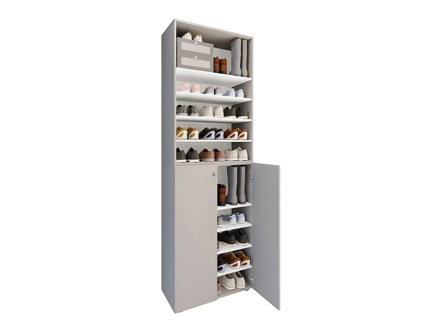 VCM XL Madeira Grande Sapato Gabinete Prateleira Grandes Botas BoardFurniture Lona 10 Compartimentos (Cinza)