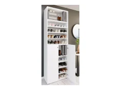 VCM XL Madeira Grande Sapato Gabinete Prateleira Grandes Botas Móveis de Piso Lona 10 Compartimentos (Branco)