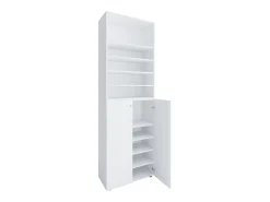 VCM XL Madeira Grande Sapato Gabinete Prateleira Grandes Botas Móveis de Piso Lona 10 Compartimentos (Branco)