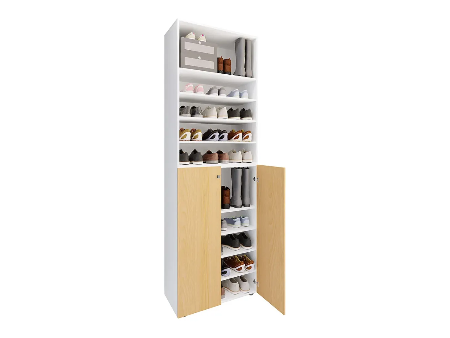 VCM XL Madeira Grande Sapato Gabinete Prateleira Botas Grandes BoardFurniture Lona 10 compartimentos (Branco / Faia)