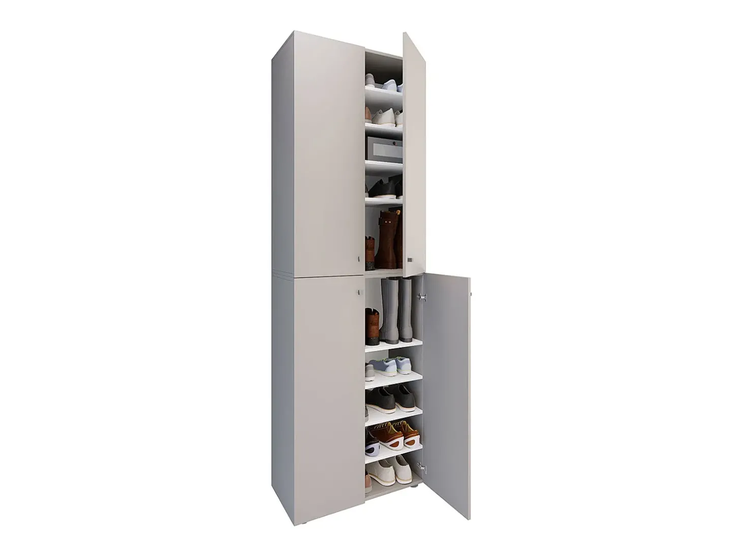 VCM XL Madeira Grande Sapato Gabinete Prateleira Botas Grandes BoardFurniture Lona 10 Compartments Turning Doors (Cinza)