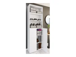 VCM XL Madeira Grande Sapato Gabinete Prateleira Grandes Botas Piso Mobília Lona 6 Compartimentos (Branco)