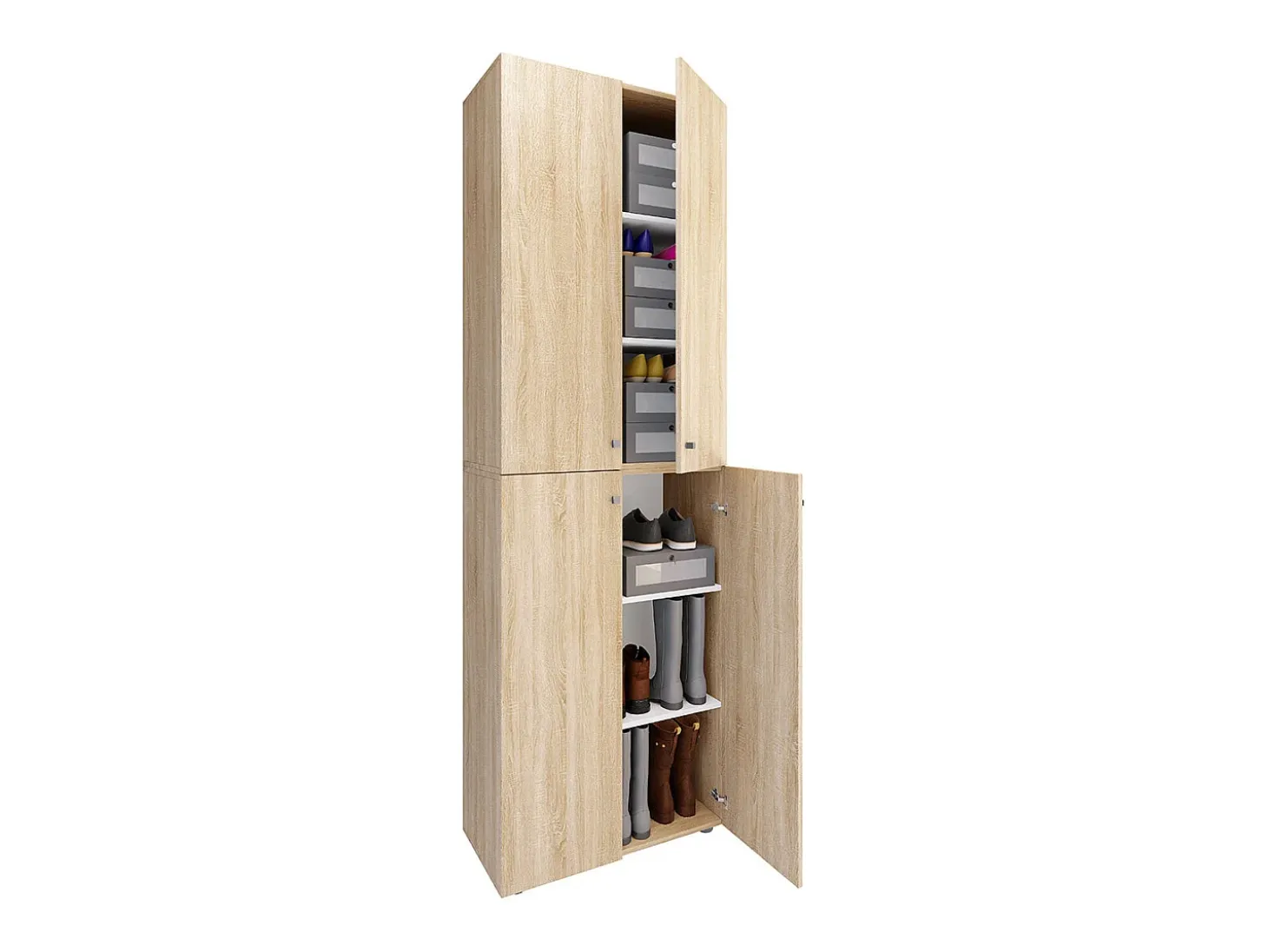 VCM XL Madeira Grande Sapato Armário Prateleira Grandes Botas Mobiliário de Piso Lona 6 Compartimentos Turning Doors (Sonoma Oak)