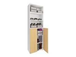 VCM XL Madeira Grande Sapato Armário Sapato Rack Botas Grandes Mobiliário de Piso Lona 6 Compartimentos (Branco / Faia)