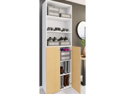 VCM XL Madeira Grande Sapato Armário Sapato Rack Botas Grandes Mobiliário de Piso Lona 6 Compartimentos (Branco / Faia)