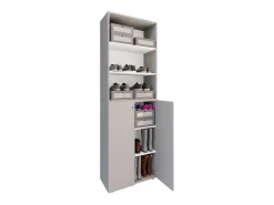 VCM XL Madeira Grande Sapato Gabinete Prateleira Grandes Botas Móveis de Piso Lona 6 Compartimentos (Cinza)