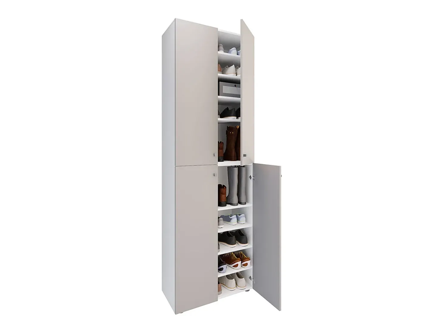 VCM XL Madeira Grande Sapato Gabinete Prateleira Botas Grandes BoardFurniture Lona 10 Compartments Turning Doors (Branco / Cinza)