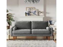 Veludo cinza e sofá de veludo de madeira maciça - 3 lugares - carga máxima 300kg - 176x78x85cm