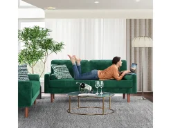 Veludo verde e sofá de veludo sólido - 3 lugares - carga máxima 300kg - 176x78x85cm