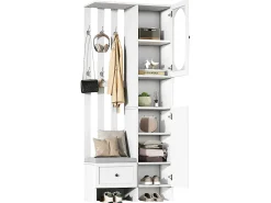 Vestiário com 2 roupeiros - 85 x 33,5 x 200 cm - conjunto de roupeiro + sapateira - aglomerado - branco