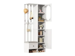 Vestiário com 2 roupeiros - 85 x 33,5 x 200 cm - conjunto de roupeiro + sapateira - aglomerado - branco