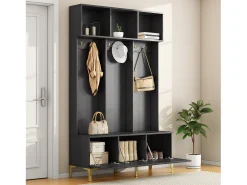 Vestiário de entrada moderno - com cabide e guarda-sapatos - Preto
