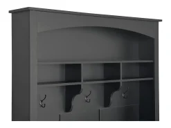 Vestiário preto com banco, sapateira, 3 ganchos e arrumação aberta 120x40x190 cm