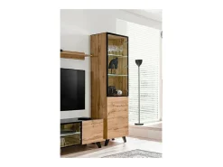 VITRINA - CRISTALEIRA - ARMÁRIO pequeno modelo TINO + LED. Móvel decorativo estilo escandinavo, design para sua sala de estar.
