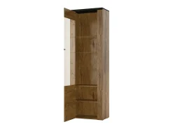 Vitrina alta design 1 porta, coleção SANTIAGO. Cor carvalho.