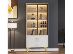 Vitrina com 2 portas de vidro - LEDs - 70 x 35 x 150cm - Aglomerado - Branco