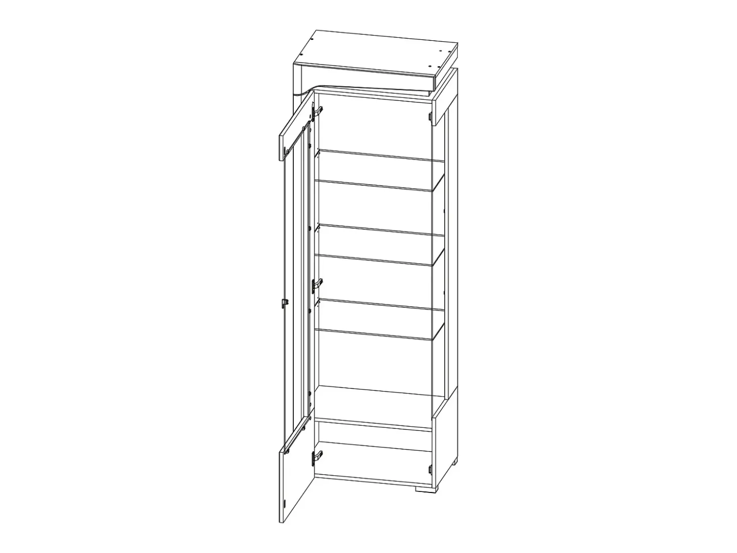 Vitrina de 1 porta com abertura à esquerda, incluindo LED Teo White e Wood