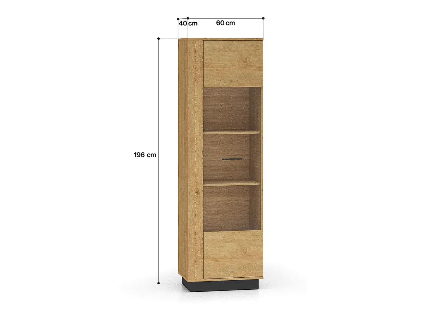 Vitrina de 1 porta em madeira Ysia e preto