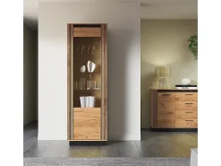 Vitrina de 1 porta Solal em madeira e preto