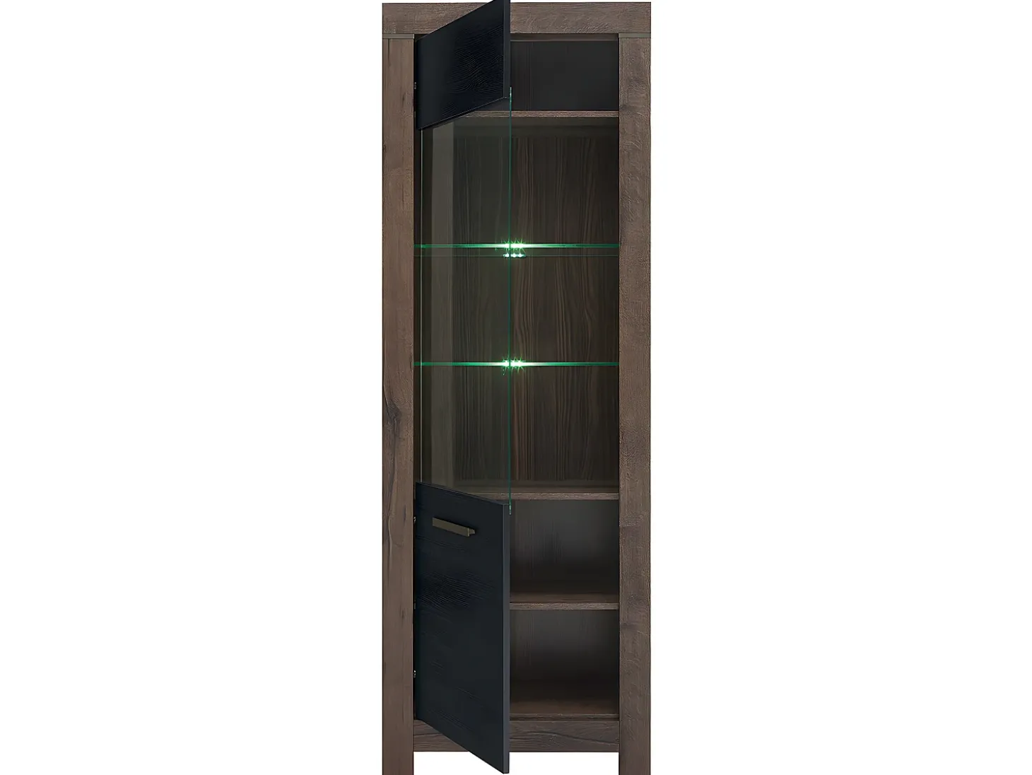 Vitrina de 2 portas Adam em madeira e preto