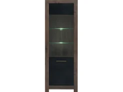 Vitrina de 2 portas Adam em madeira e preto