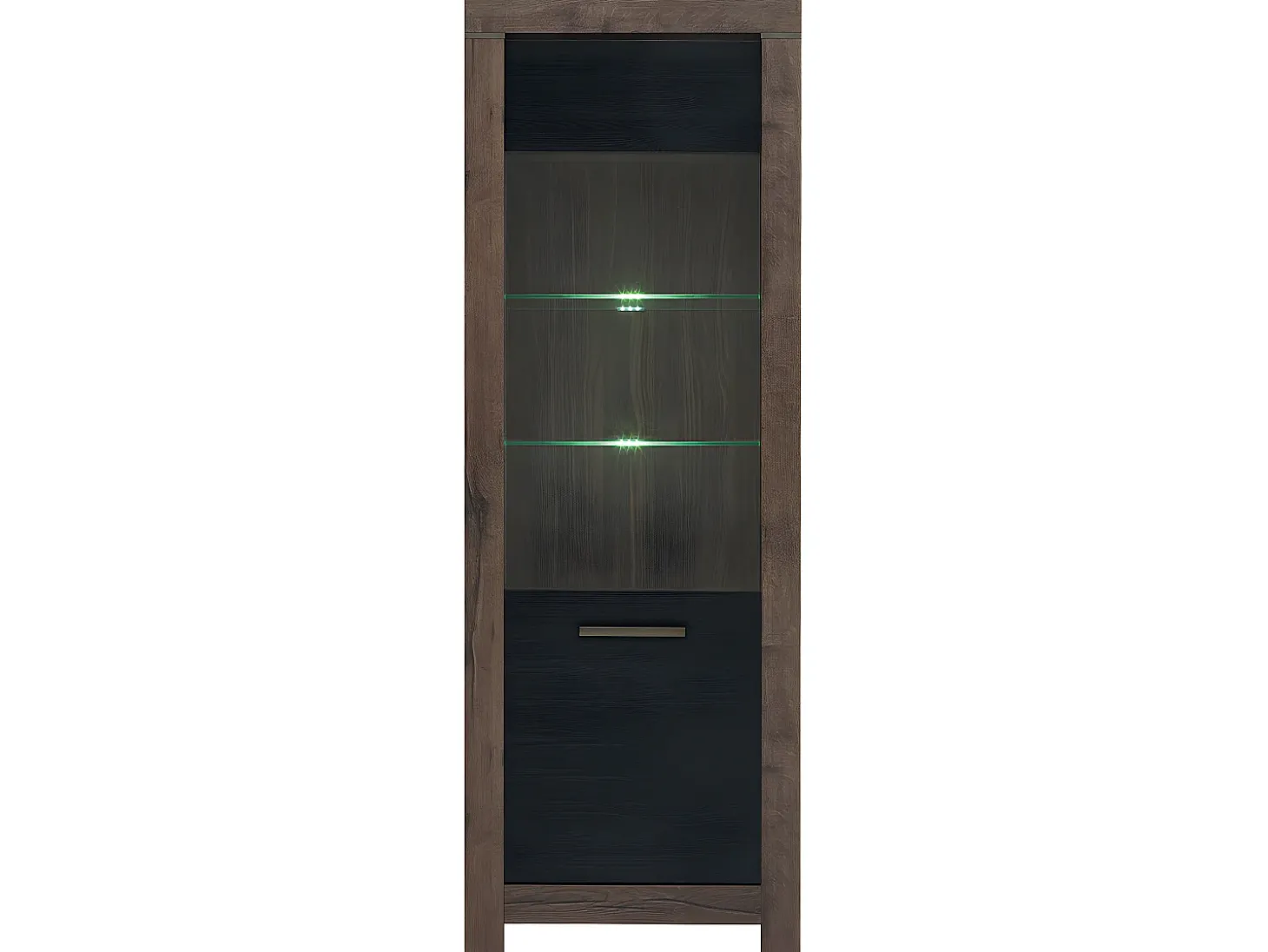 Vitrina de 2 portas Adam em madeira e preto