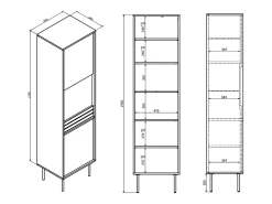 Vitrina de 2 portas Astra em madeira e preto