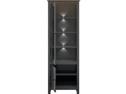 Vitrina de 2 portas com LED Duck Cinzento antracite e madeira