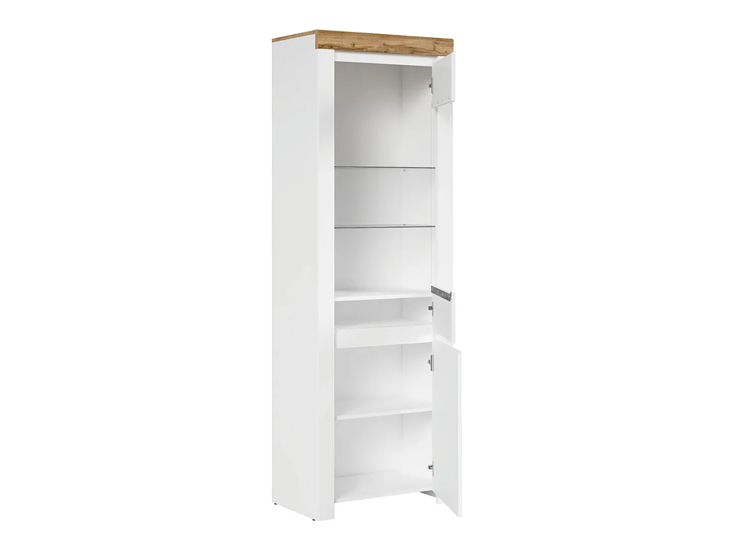Vitrina de 2 portas Hella Branco e Madeira