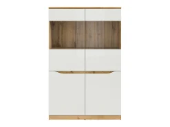 Vitrina de 2 portas June Branco e Madeira