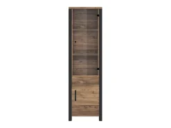 Vitrina de 2 portas Lyam em madeira e preto