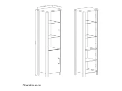 Vitrina de 2 portas Lyam em madeira e preto