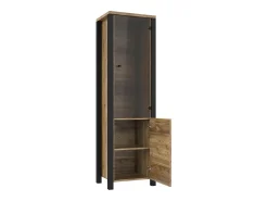 Vitrina de 2 portas Lyam em madeira e preto