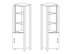 Vitrina de 2 portas Lyam em madeira e preto
