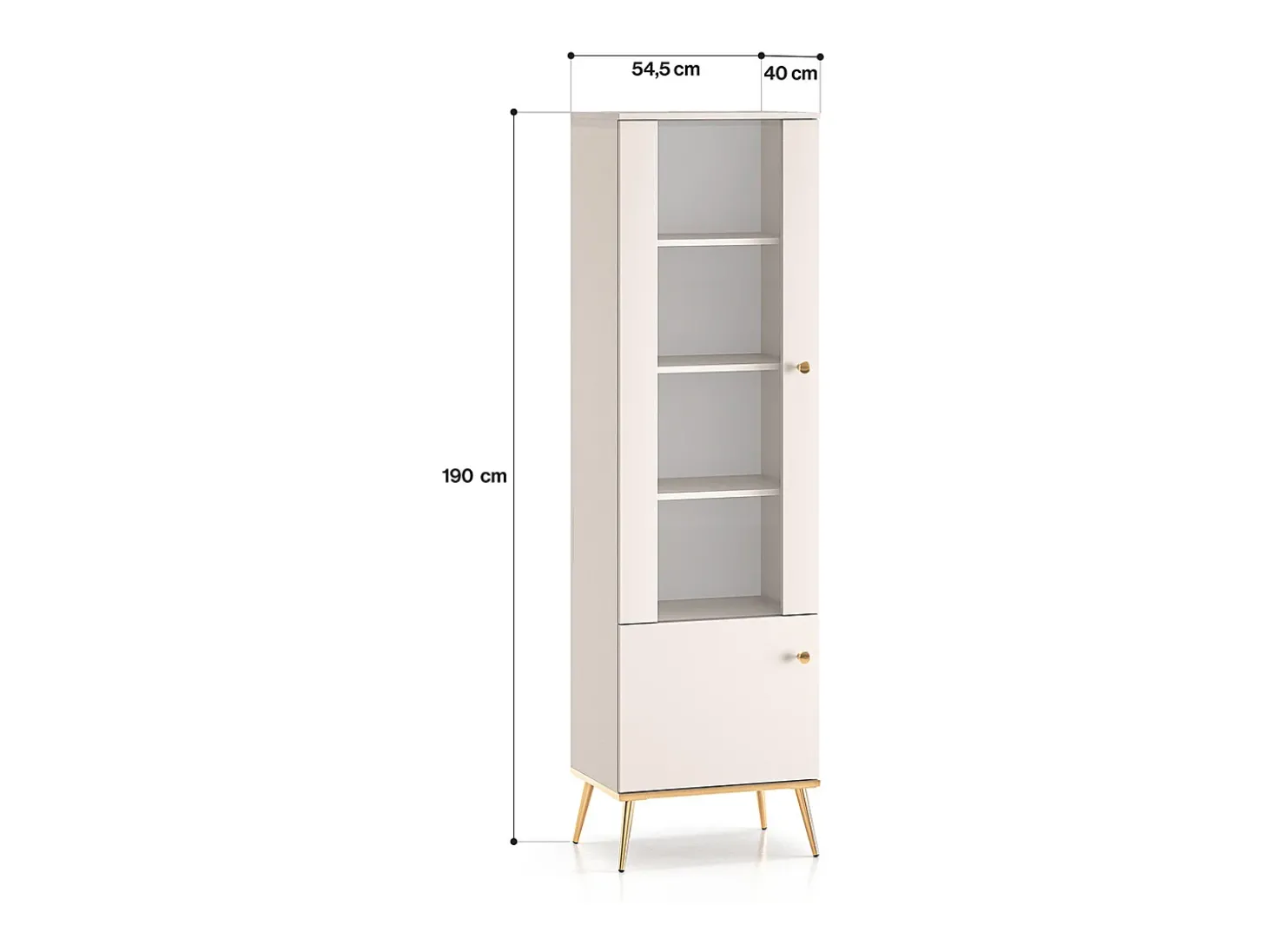Vitrina de 2 portas Olivia Cashmere e Gold